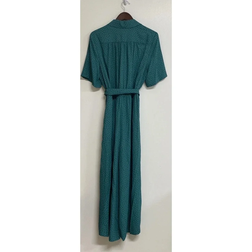 Kate Spade Green Pink Polka Dot Belted Jumpsuit Women's Size 14 NEW‎ Defaced